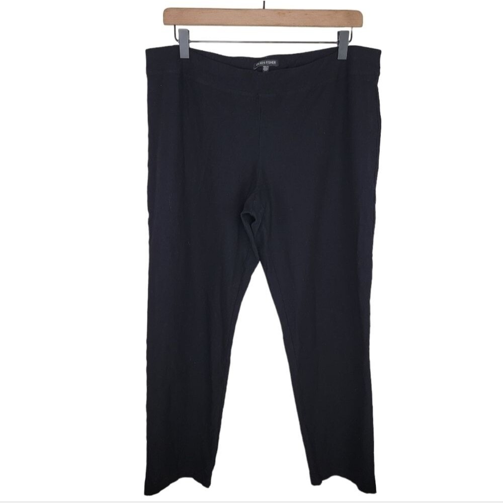 Eileen Fisher black viscose pull on slim leg ankle pants size Large